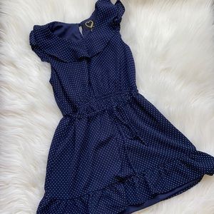 Boutique navy blue and white polka dot dress.